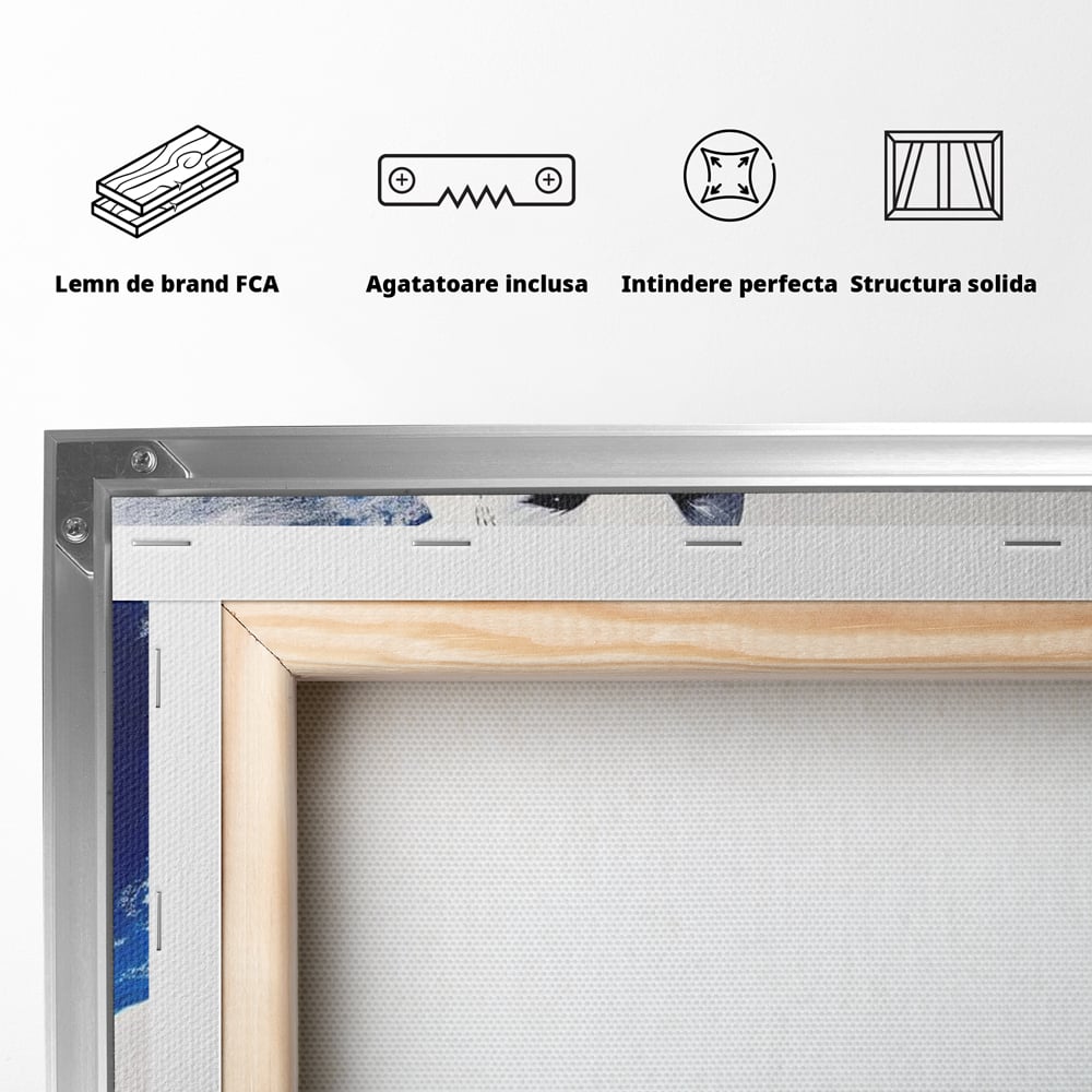 Tablou Canvas Premium, LuxCanva® M1093, Contur de Gheata, Cobalt, Gheata, Alb, Puritate, Mister, Bufnita, Claritate, Meditatie, Natural, Calm, Relaxare, Birou, Living, Camera Copil
