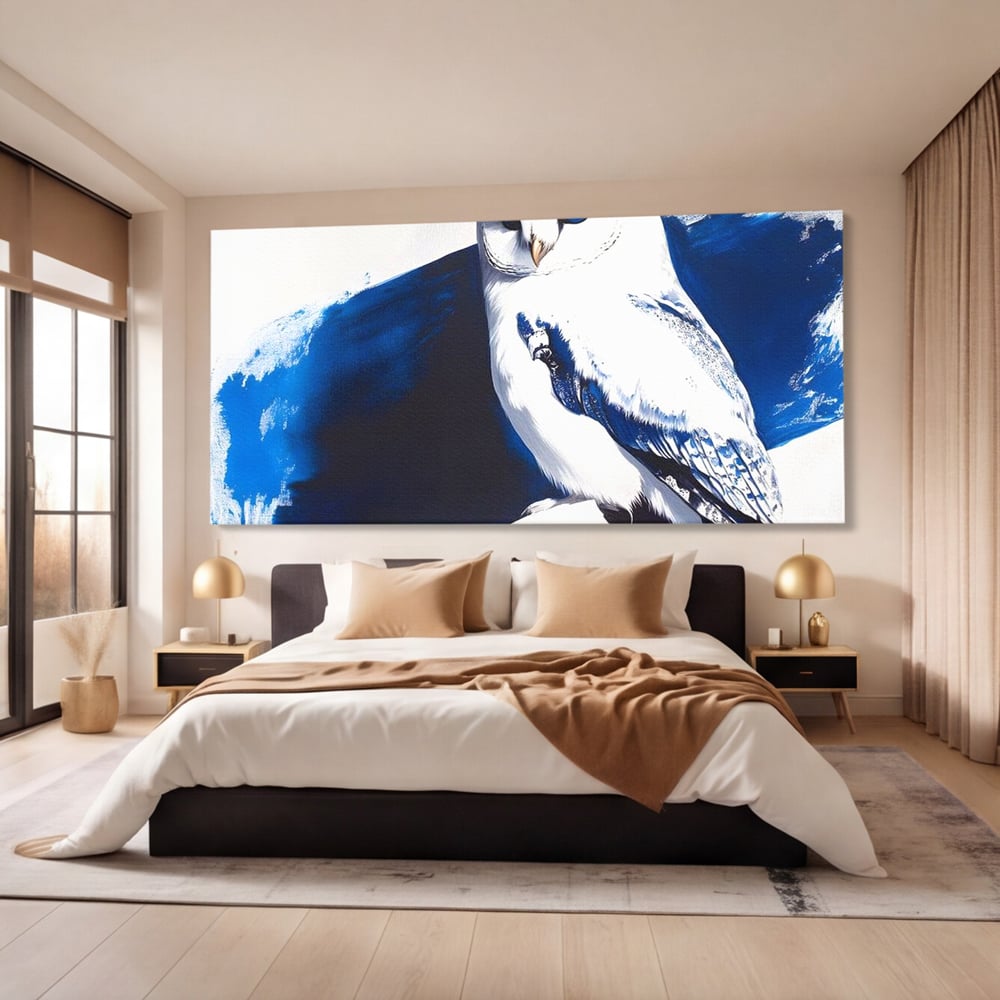Tablou Canvas Premium, LuxCanva® M1093, Contur de Gheata, Cobalt, Gheata, Alb, Puritate, Mister, Bufnita, Claritate, Meditatie, Natural, Calm, Relaxare, Birou, Living, Camera Copil