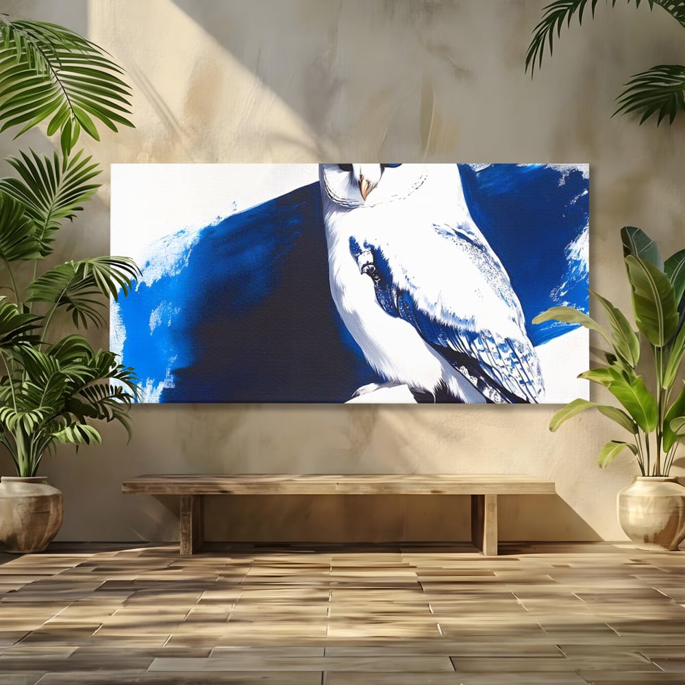 Tablou Canvas Premium, LuxCanva® M1093, Contur de Gheata, Cobalt, Gheata, Alb, Puritate, Mister, Bufnita, Claritate, Meditatie, Natural, Calm, Relaxare, Birou, Living, Camera Copil