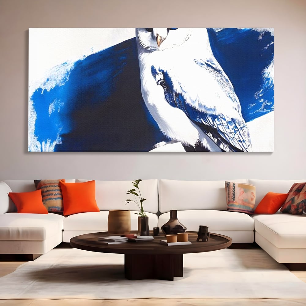 Tablou Canvas Premium, LuxCanva® M1093, Contur de Gheata, Cobalt, Gheata, Alb, Puritate, Mister, Bufnita, Claritate, Meditatie, Natural, Calm, Relaxare, Birou, Living, Camera Copil