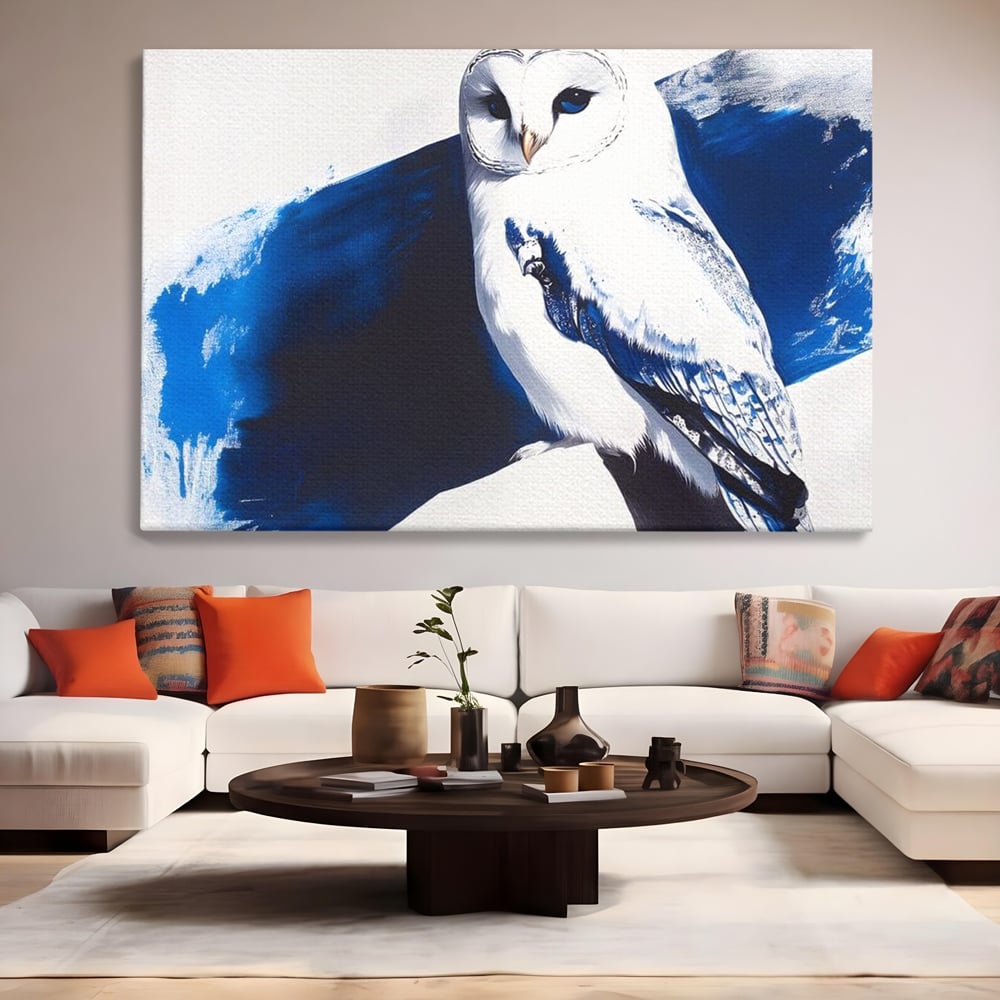 Tablou Canvas Premium, LuxCanva® M1093, Contur de Gheata, Cobalt, Gheata, Alb, Puritate, Mister, Bufnita, Claritate, Meditatie, Natural, Calm, Relaxare, Birou, Living, Camera Copil