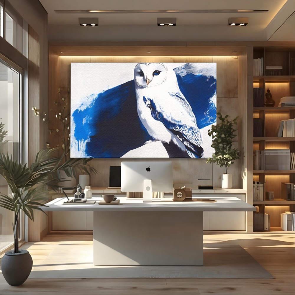 Tablou Canvas Premium, LuxCanva® M1093, Contur de Gheata, Cobalt, Gheata, Alb, Puritate, Mister, Bufnita, Claritate, Meditatie, Natural, Calm, Relaxare, Birou, Living, Camera Copil