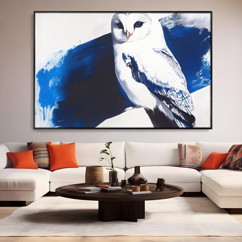 Tablou Canvas Premium, LuxCanva® M1093, Contur de Gheata, Cobalt, Gheata, Alb, Puritate, Mister, Bufnita, Claritate, Meditatie, Natural, Calm, Relaxare, Birou, Living, Camera Copil