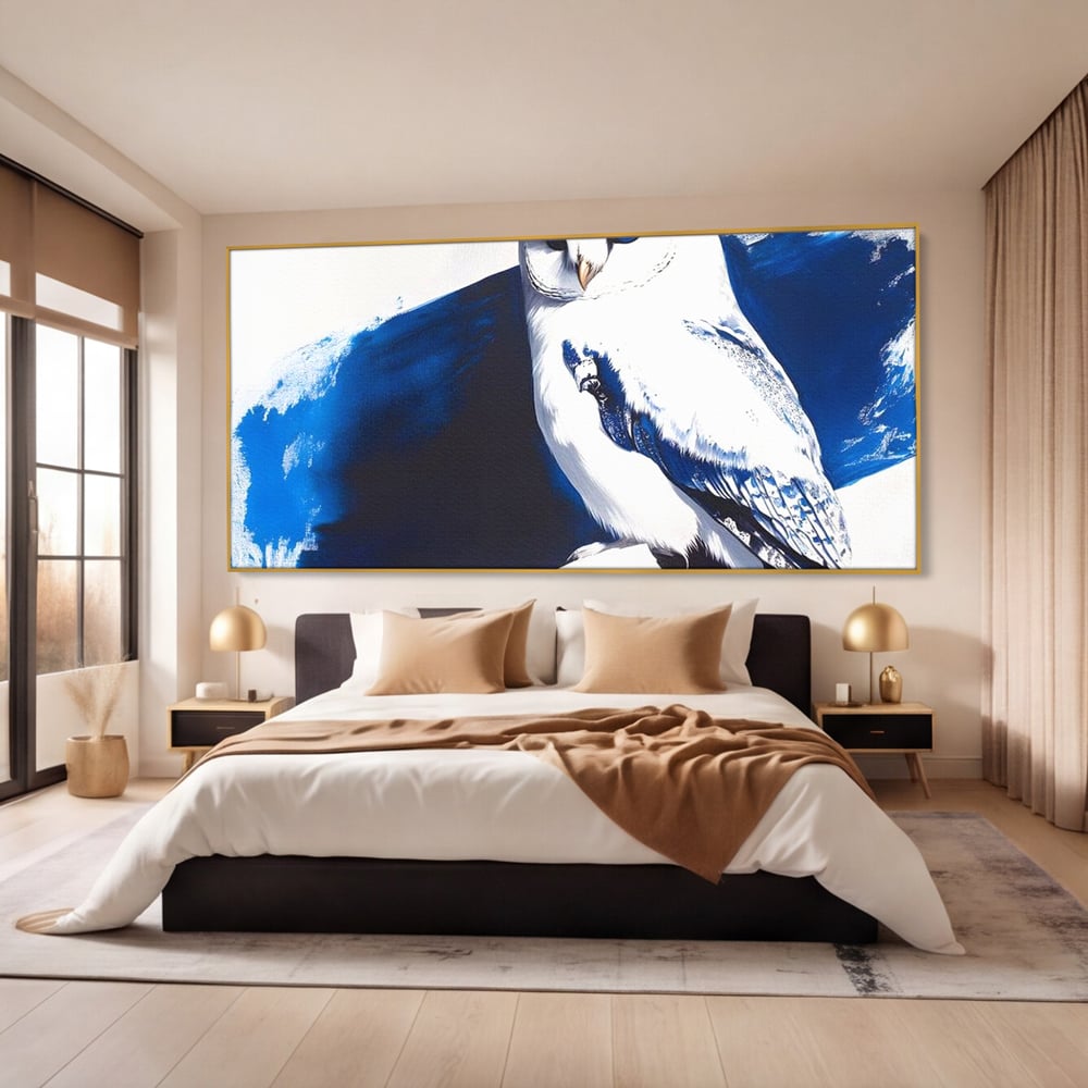 Tablou Canvas Premium, LuxCanva® M1093, Contur de Gheata, Cobalt, Gheata, Alb, Puritate, Mister, Bufnita, Claritate, Meditatie, Natural, Calm, Relaxare, Birou, Living, Camera Copil