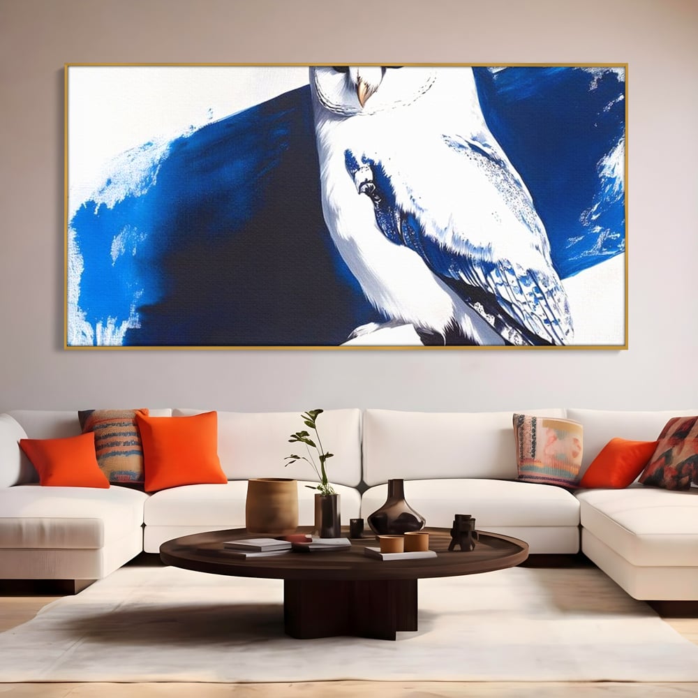 Tablou Canvas Premium, LuxCanva® M1093, Contur de Gheata, Cobalt, Gheata, Alb, Puritate, Mister, Bufnita, Claritate, Meditatie, Natural, Calm, Relaxare, Birou, Living, Camera Copil