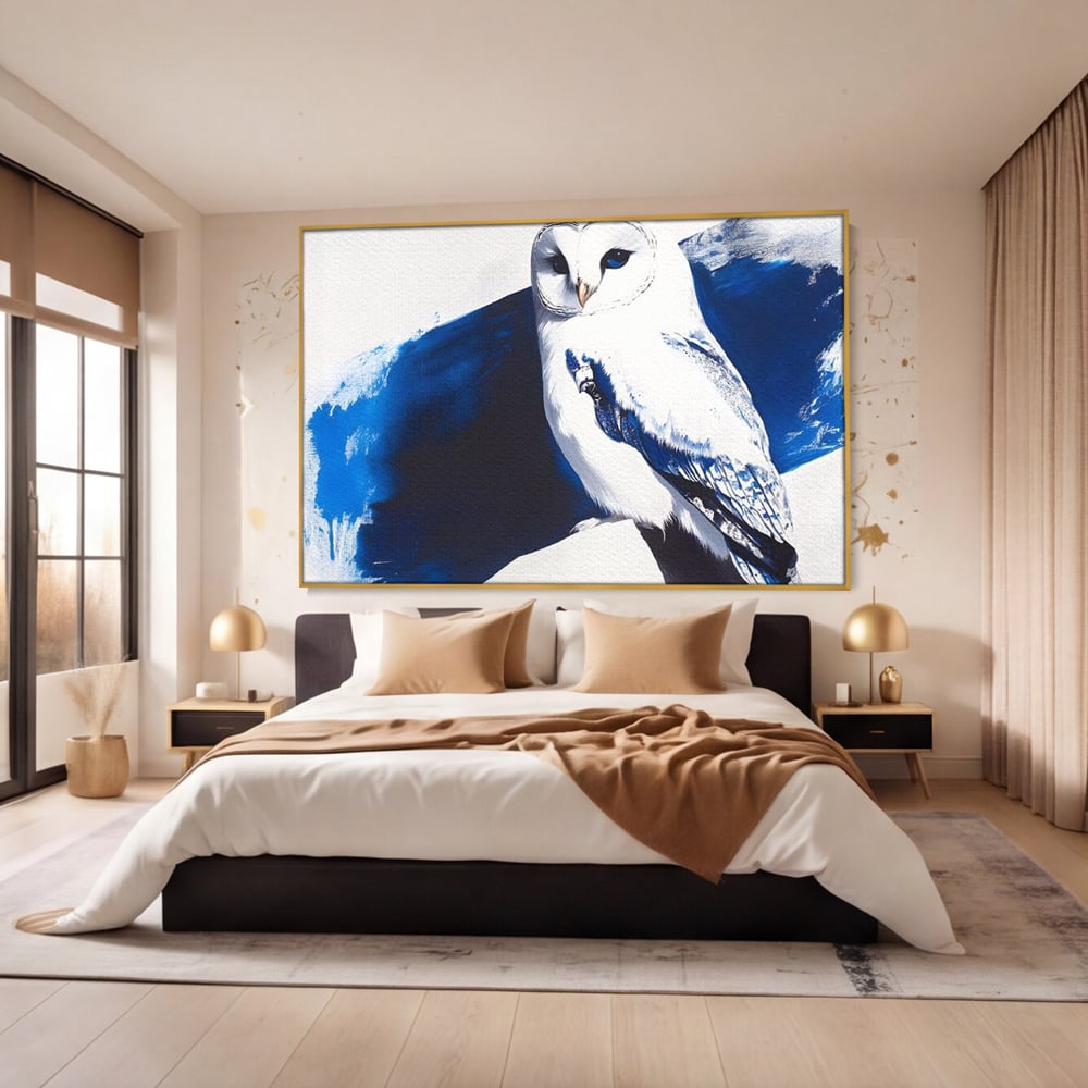 Tablou Canvas Premium, LuxCanva® M1093, Contur de Gheata, Cobalt, Gheata, Alb, Puritate, Mister, Bufnita, Claritate, Meditatie, Natural, Calm, Relaxare, Birou, Living, Camera Copil
