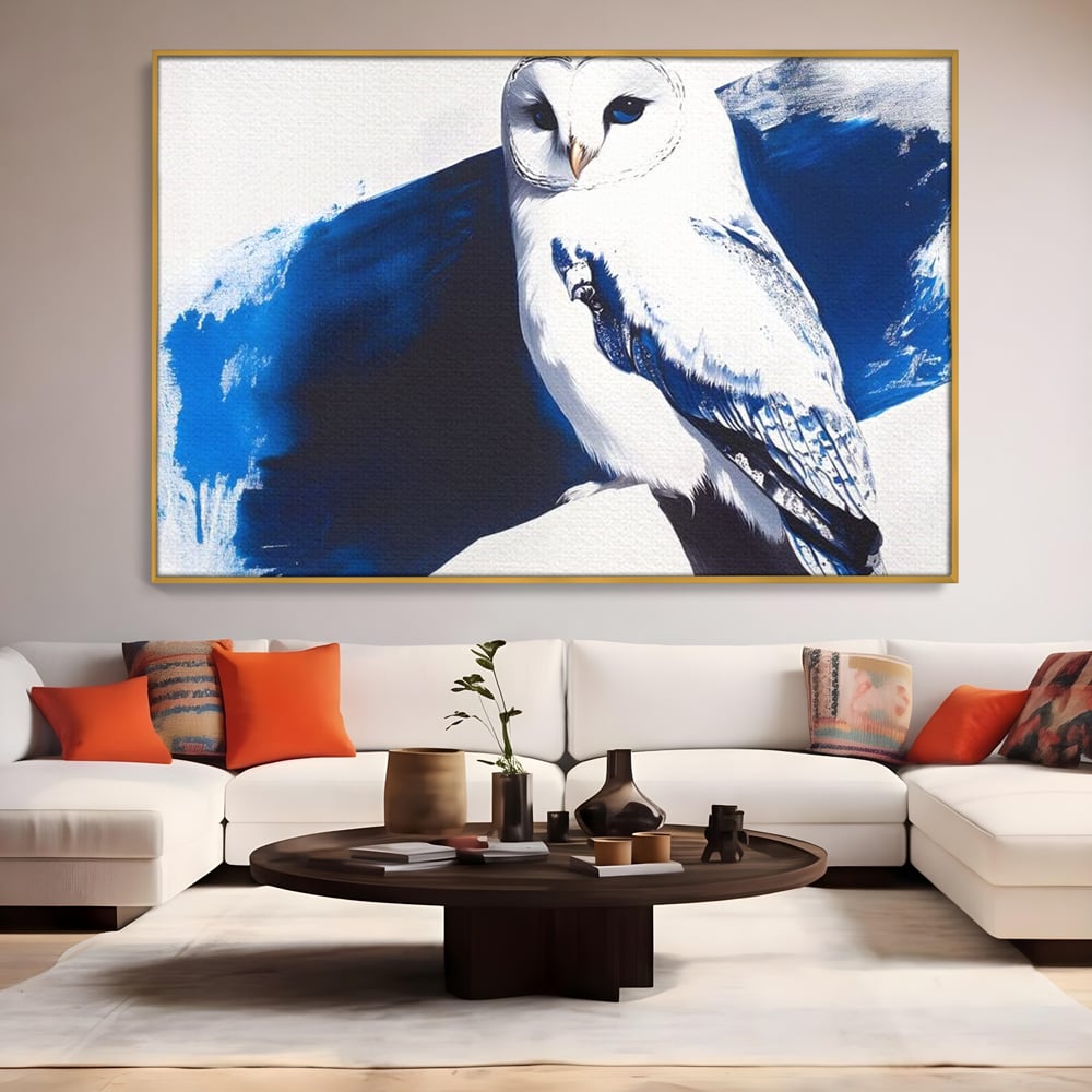 Tablou Canvas Premium, LuxCanva® M1093, Contur de Gheata, Cobalt, Gheata, Alb, Puritate, Mister, Bufnita, Claritate, Meditatie, Natural, Calm, Relaxare, Birou, Living, Camera Copil