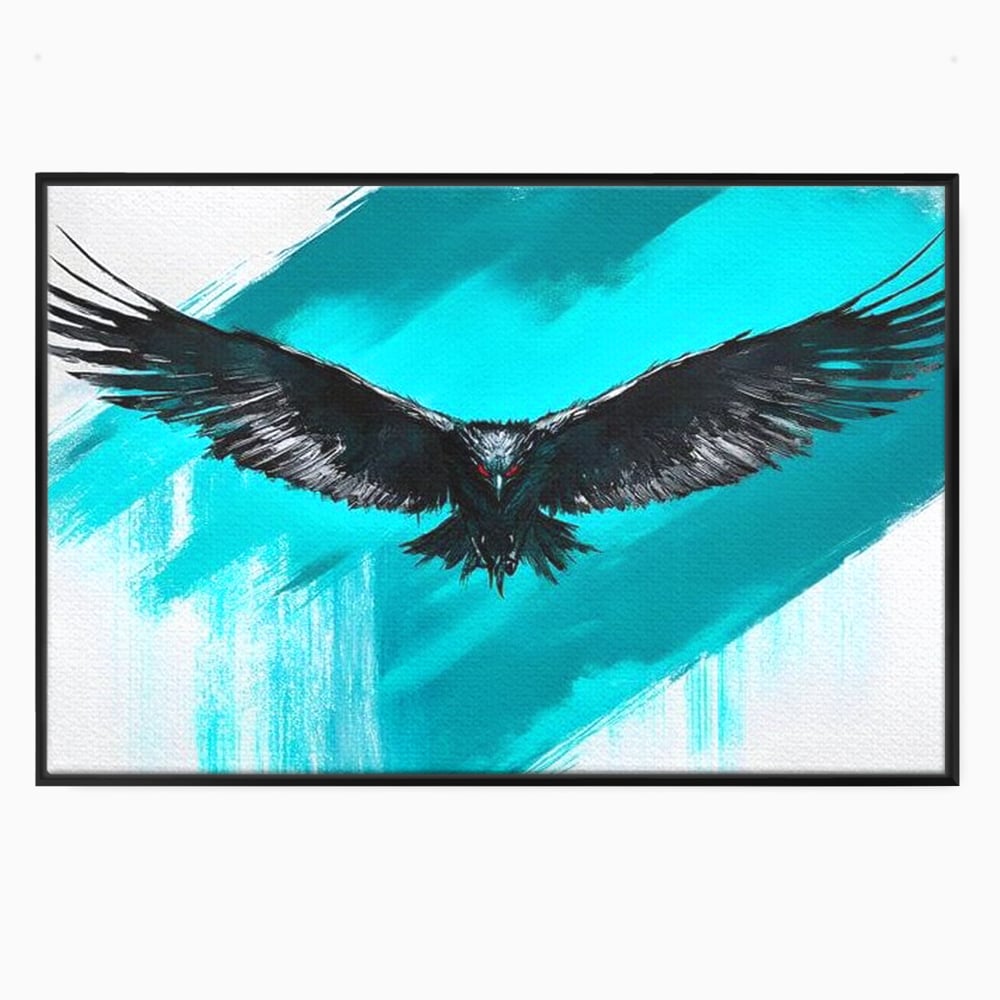 Tablou Canvas Premium, LuxCanva® M1094, Mesager Nevazut, Vultur, Zbor, Aripi, Libertate, Putere, Contrast, Turcoaz, Azur, Metalic, Grafit, Pictura, Birou, Living, Camera Copil