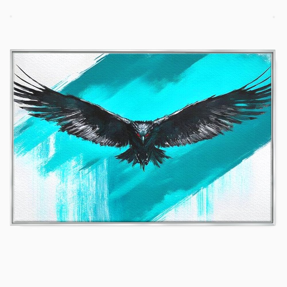 Tablou Canvas Premium, LuxCanva® M1094, Mesager Nevazut, Vultur, Zbor, Aripi, Libertate, Putere, Contrast, Turcoaz, Azur, Metalic, Grafit, Pictura, Birou, Living, Camera Copil