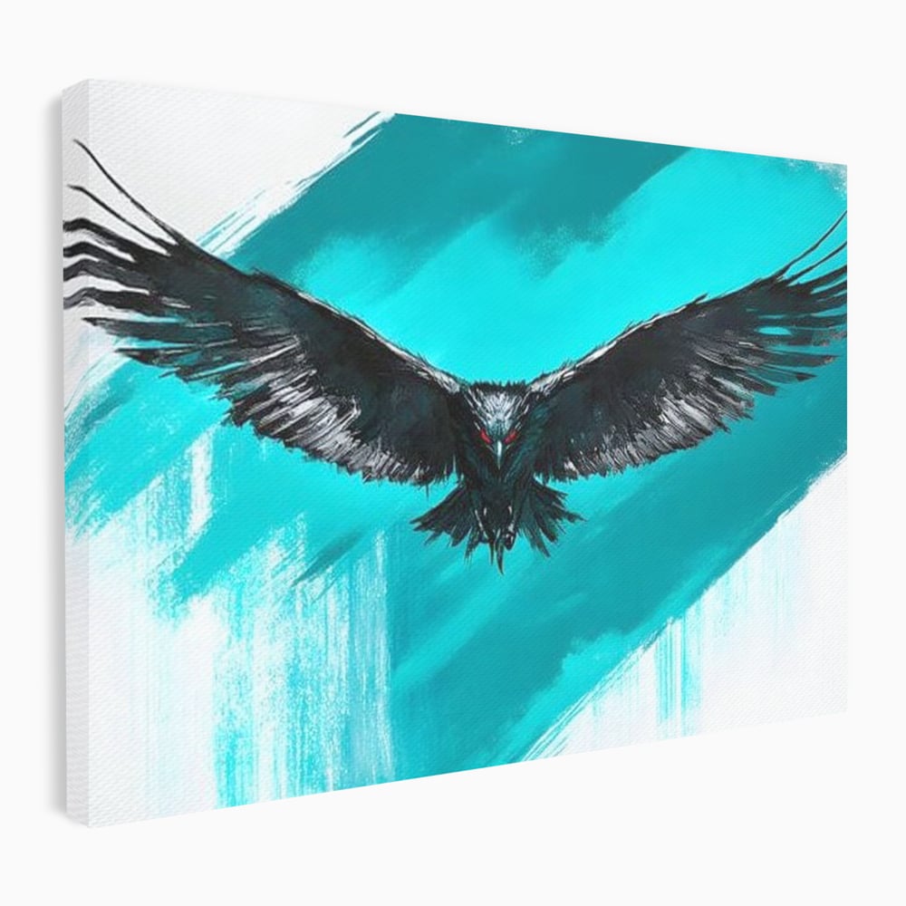 Tablou Canvas Premium, LuxCanva® M1094, Mesager Nevazut, Vultur, Zbor, Aripi, Libertate, Putere, Contrast, Turcoaz, Azur, Metalic, Grafit, Pictura, Birou, Living, Camera Copil