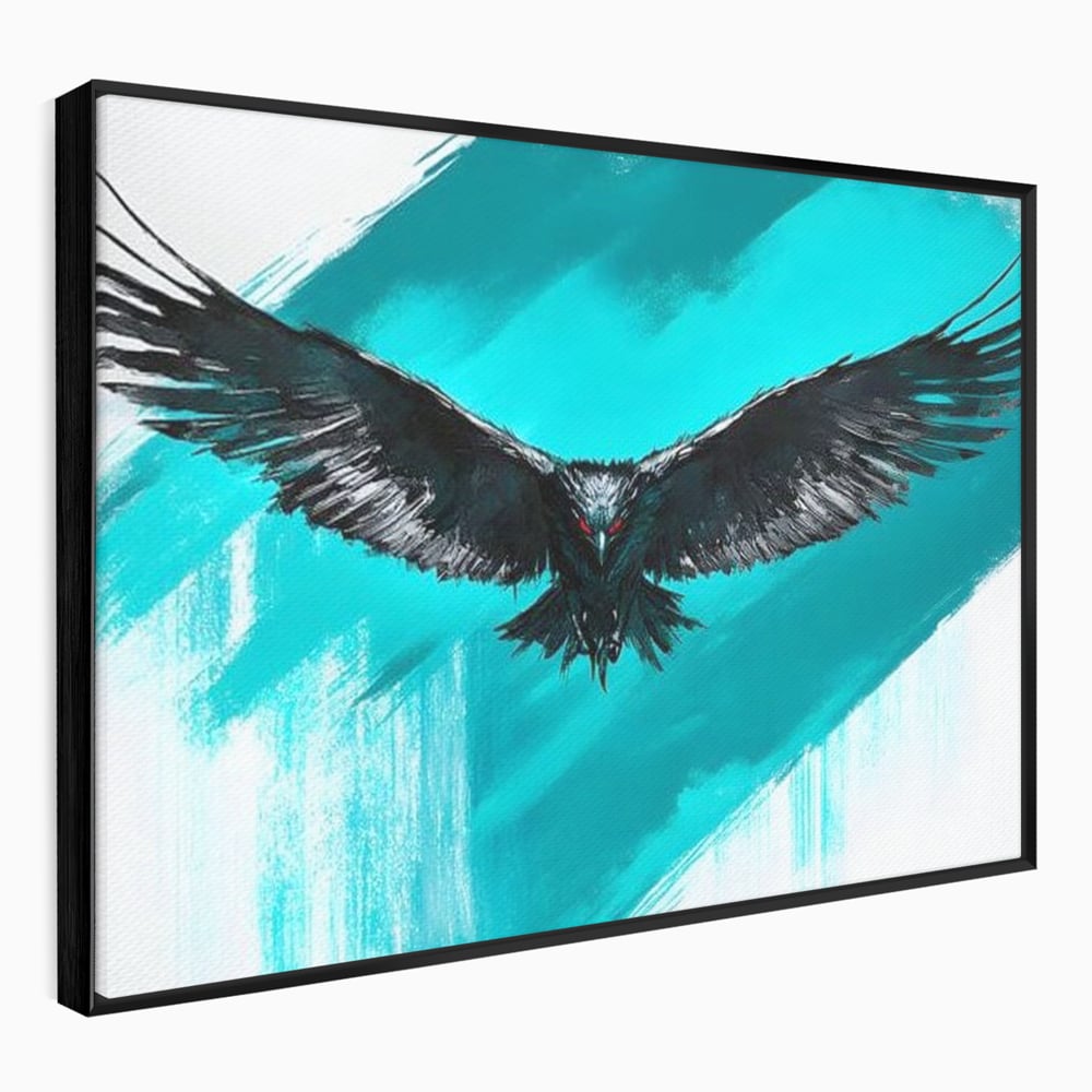 Tablou Canvas Premium, LuxCanva® M1094, Mesager Nevazut, Vultur, Zbor, Aripi, Libertate, Putere, Contrast, Turcoaz, Azur, Metalic, Grafit, Pictura, Birou, Living, Camera Copil
