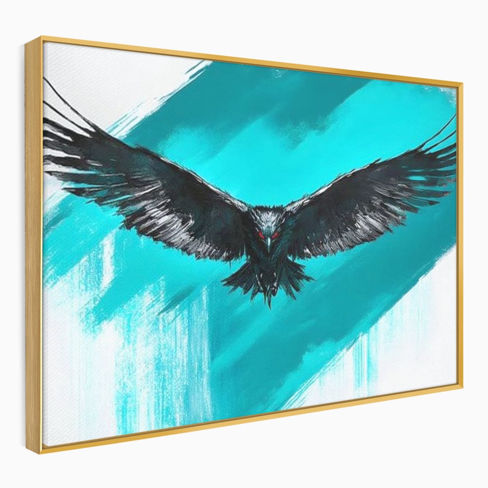 Tablou Canvas Premium, LuxCanva® M1094, Mesager Nevazut, Vultur, Zbor, Aripi, Libertate, Putere, Contrast, Turcoaz, Azur, Metalic, Grafit, Pictura, Birou, Living, Camera Copil