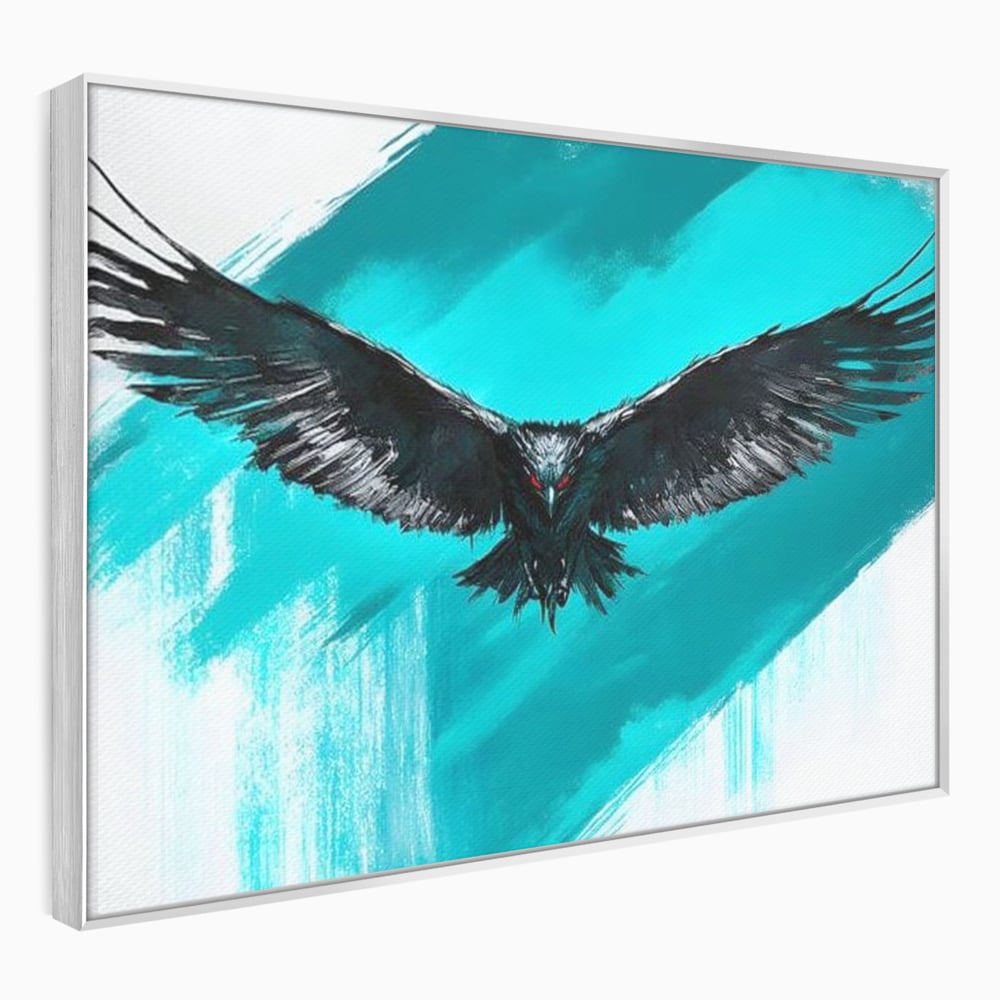 Tablou Canvas Premium, LuxCanva® M1094, Mesager Nevazut, Vultur, Zbor, Aripi, Libertate, Putere, Contrast, Turcoaz, Azur, Metalic, Grafit, Pictura, Birou, Living, Camera Copil