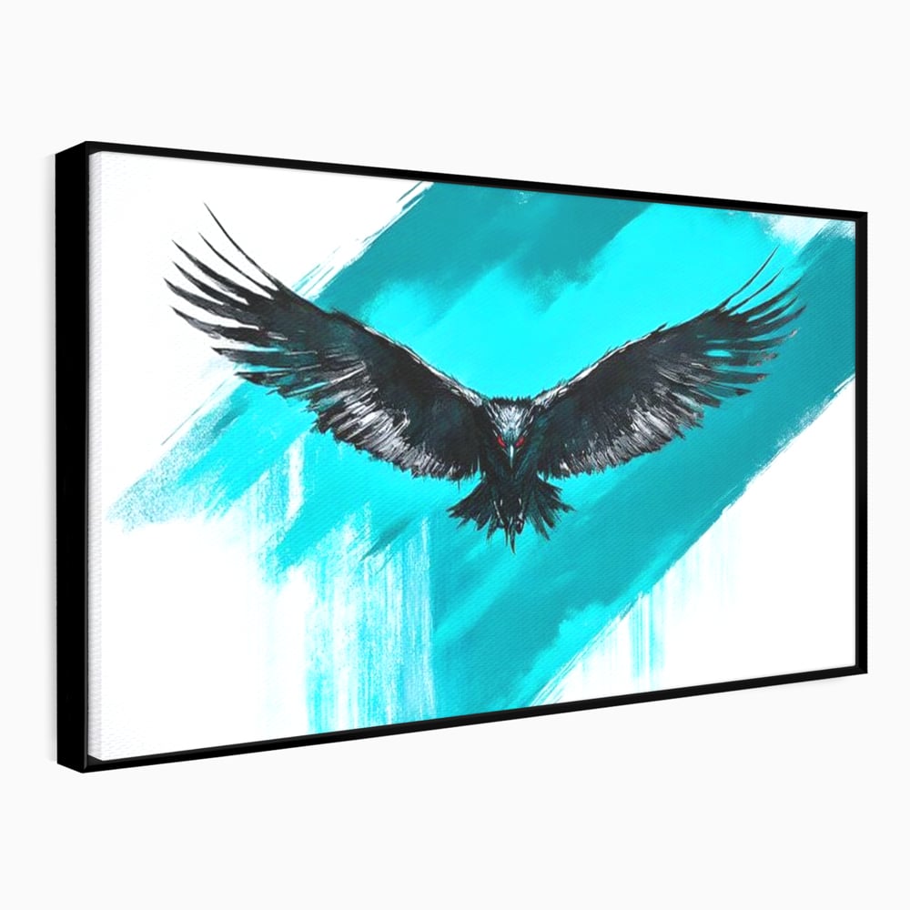 Tablou Canvas Premium, LuxCanva® M1094, Mesager Nevazut, Vultur, Zbor, Aripi, Libertate, Putere, Contrast, Turcoaz, Azur, Metalic, Grafit, Pictura, Birou, Living, Camera Copil