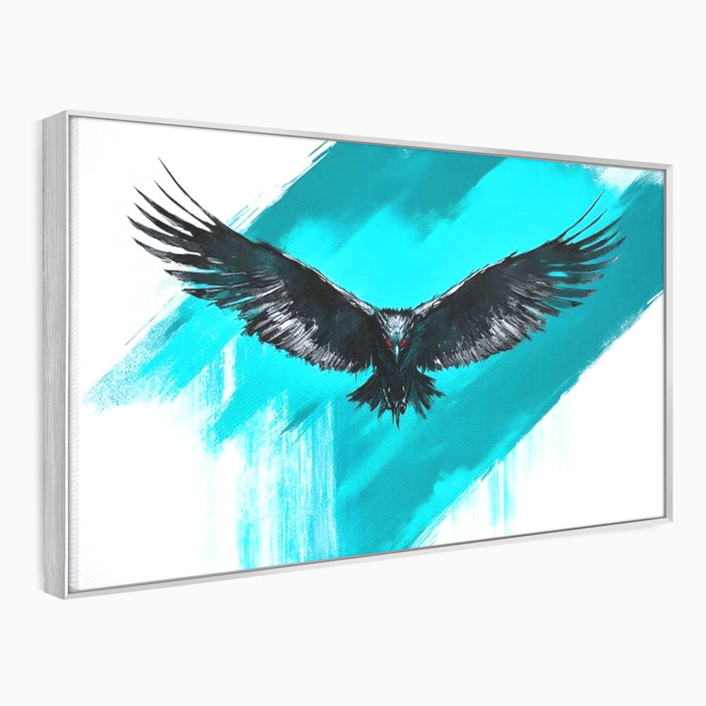 Tablou Canvas Premium, LuxCanva® M1094, Mesager Nevazut, Vultur, Zbor, Aripi, Libertate, Putere, Contrast, Turcoaz, Azur, Metalic, Grafit, Pictura, Birou, Living, Camera Copil