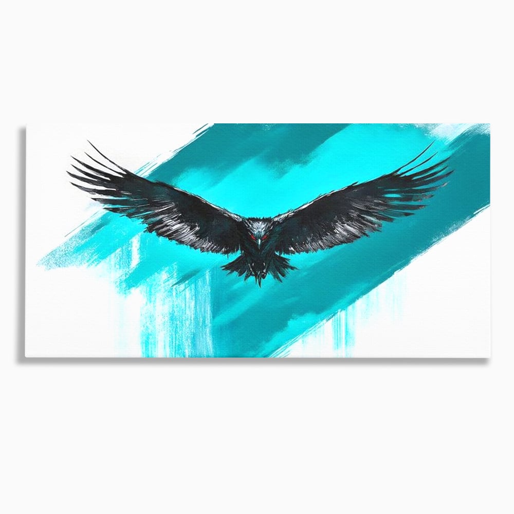 Tablou Canvas Premium, LuxCanva® M1094, Mesager Nevazut, Vultur, Zbor, Aripi, Libertate, Putere, Contrast, Turcoaz, Azur, Metalic, Grafit, Pictura, Birou, Living, Camera Copil