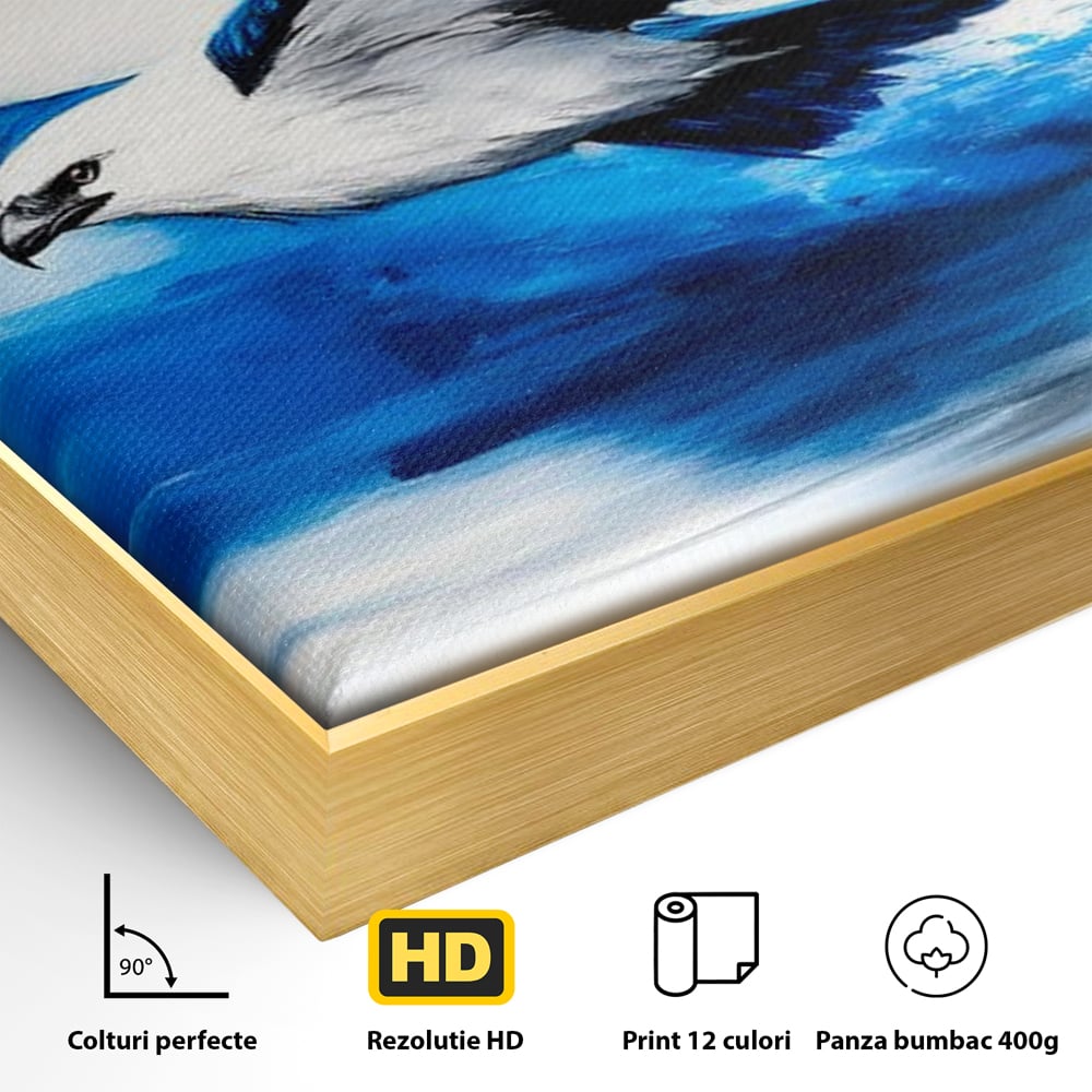 Tablou Canvas Premium, LuxCanva® M1096, Aripile Oceanului, Ocean, Apa, Vultur, Pasare, Zbor, Rece, Impact, Cobalt, Azur, Directie, Control, Pictura, Birou, Living, Camera Copil