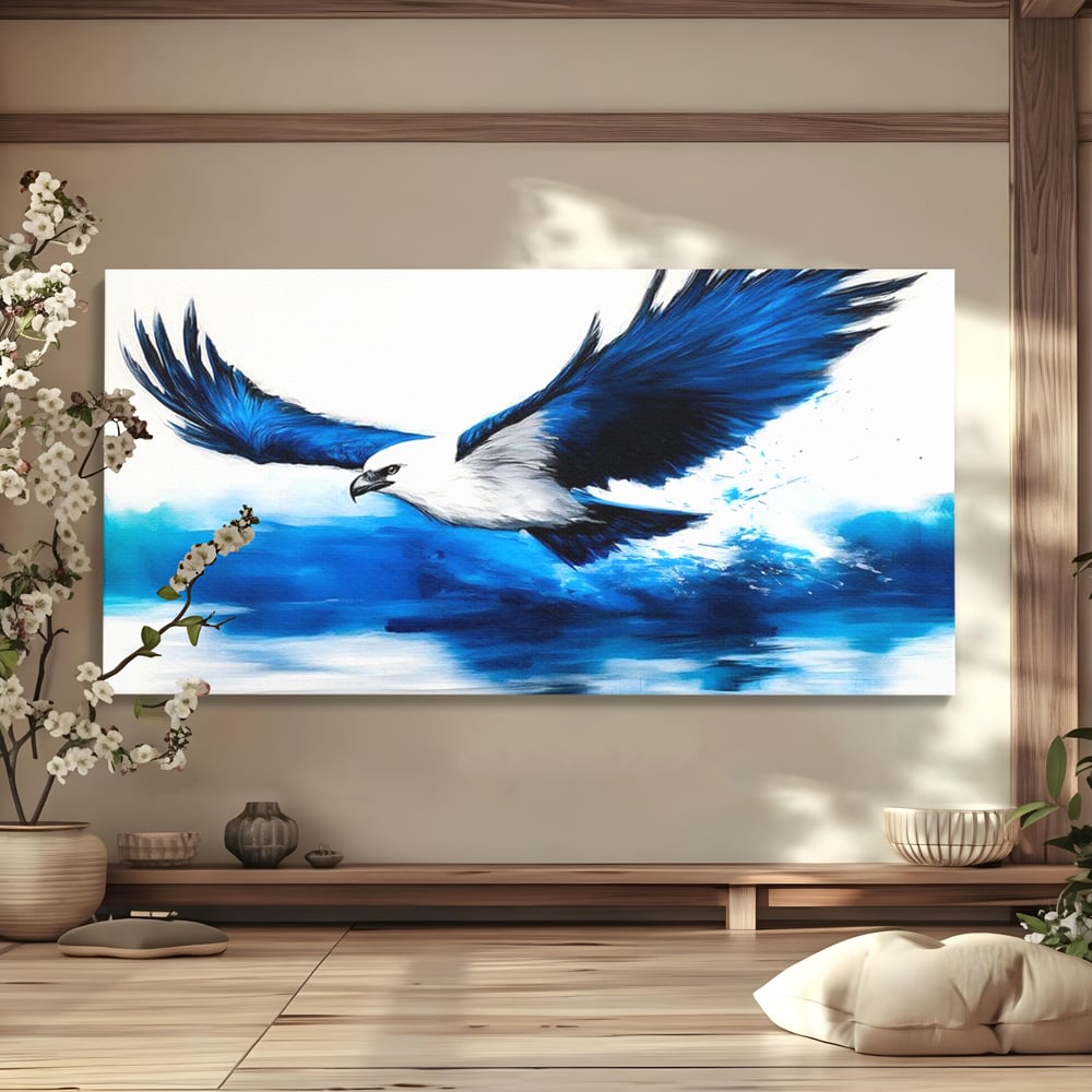 Tablou Canvas Premium, LuxCanva® M1096, Aripile Oceanului, Ocean, Apa, Vultur, Pasare, Zbor, Rece, Impact, Cobalt, Azur, Directie, Control, Pictura, Birou, Living, Camera Copil