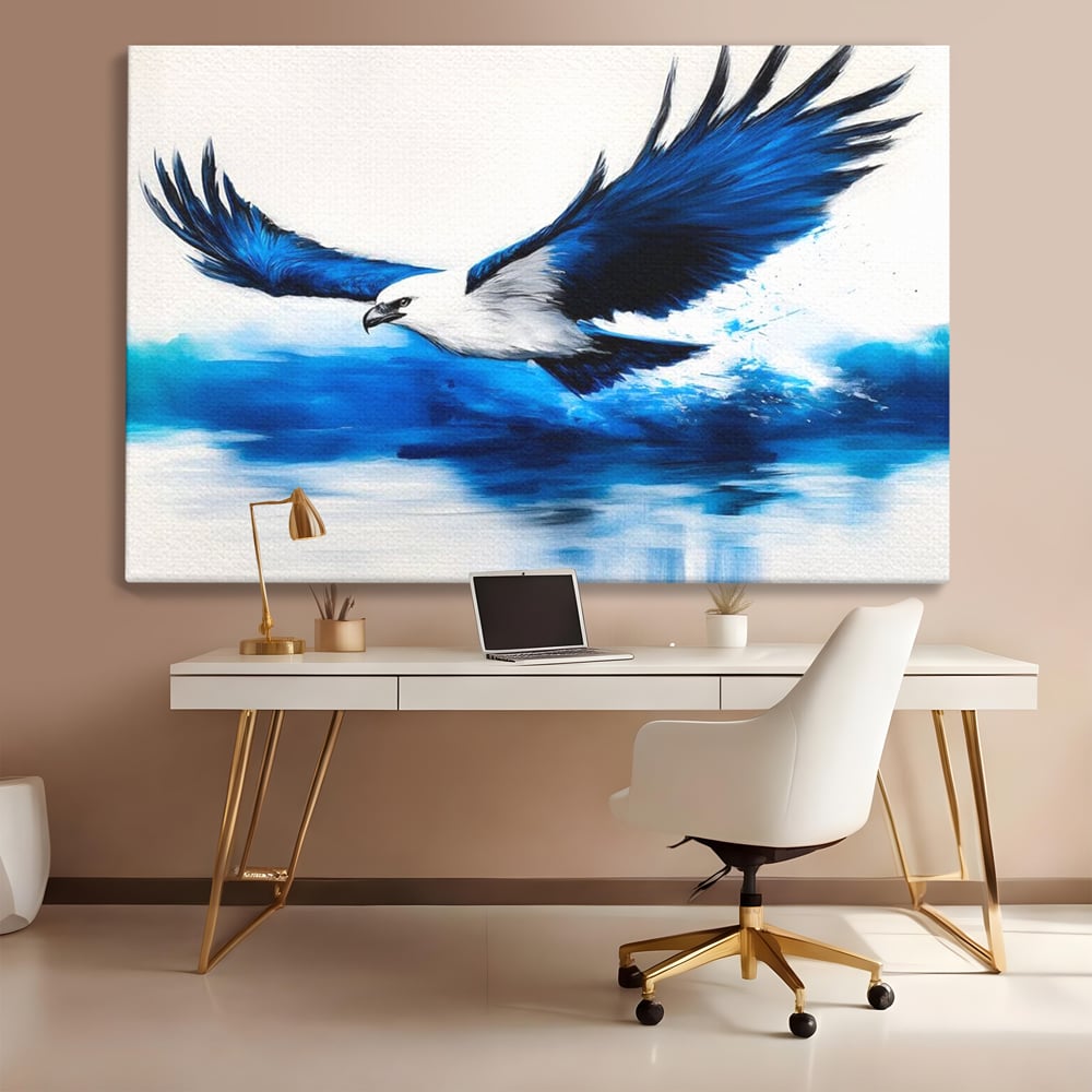 Tablou Canvas Premium, LuxCanva® M1096, Aripile Oceanului, Ocean, Apa, Vultur, Pasare, Zbor, Rece, Impact, Cobalt, Azur, Directie, Control, Pictura, Birou, Living, Camera Copil