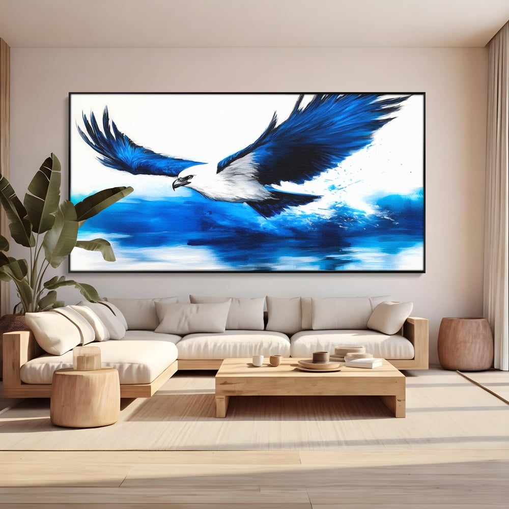 Tablou Canvas Premium, LuxCanva® M1096, Aripile Oceanului, Ocean, Apa, Vultur, Pasare, Zbor, Rece, Impact, Cobalt, Azur, Directie, Control, Pictura, Birou, Living, Camera Copil