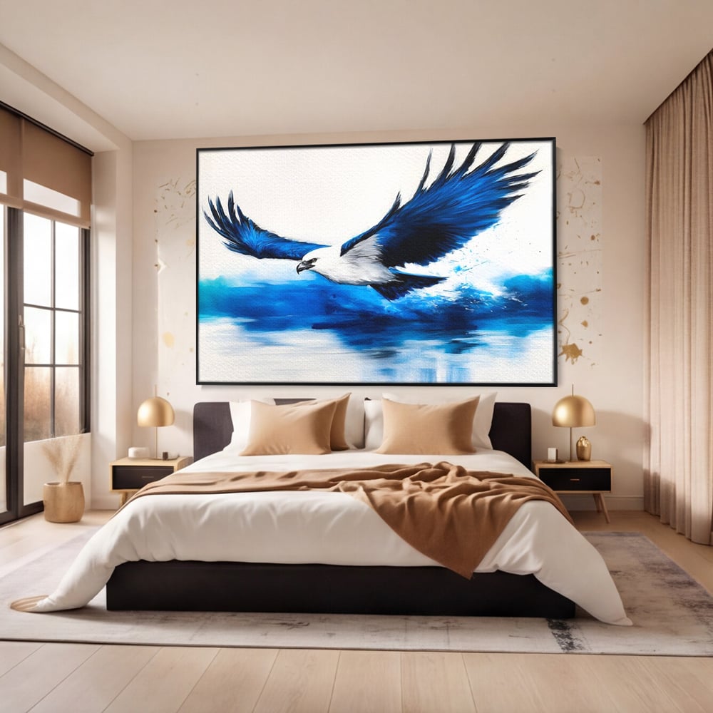 Tablou Canvas Premium, LuxCanva® M1096, Aripile Oceanului, Ocean, Apa, Vultur, Pasare, Zbor, Rece, Impact, Cobalt, Azur, Directie, Control, Pictura, Birou, Living, Camera Copil