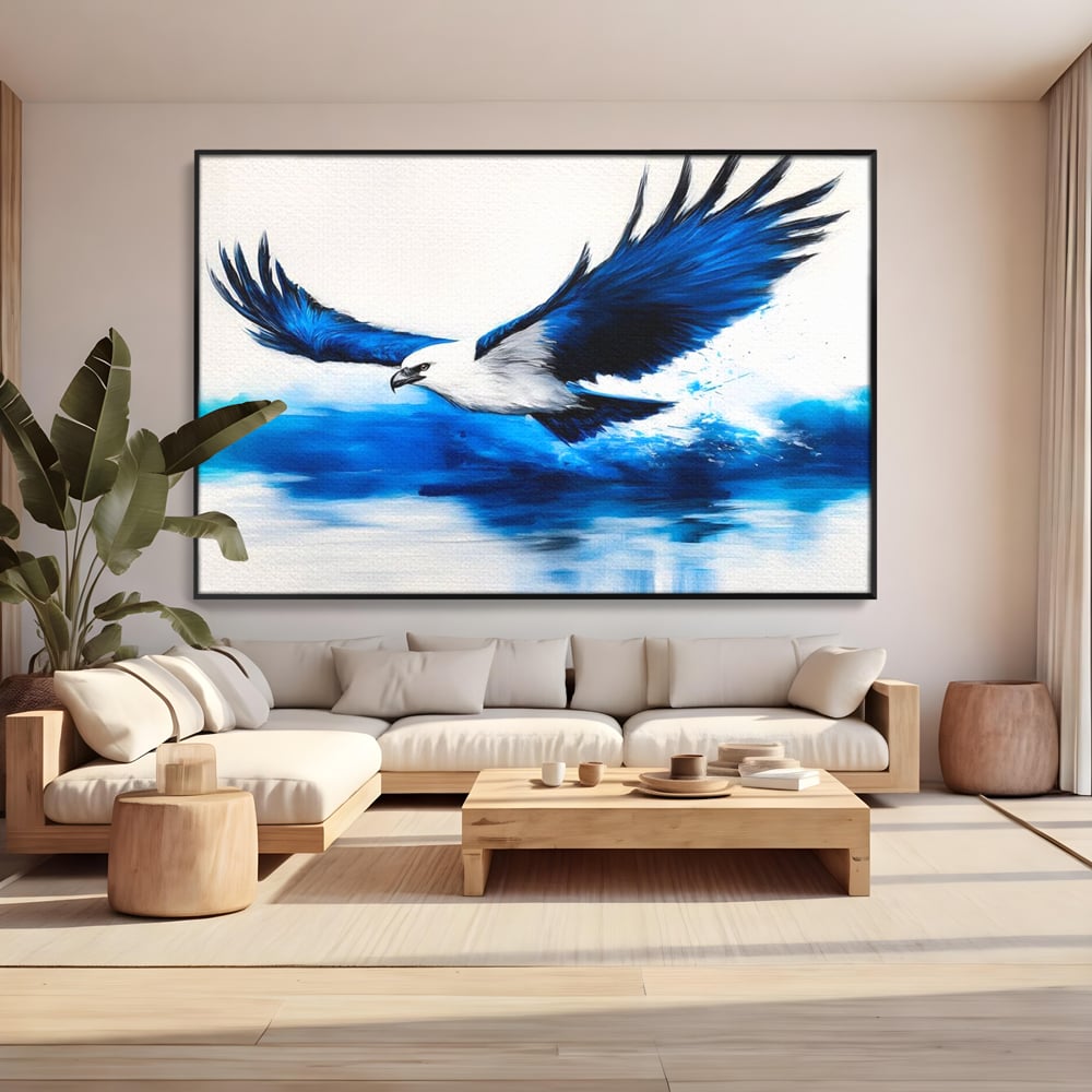 Tablou Canvas Premium, LuxCanva® M1096, Aripile Oceanului, Ocean, Apa, Vultur, Pasare, Zbor, Rece, Impact, Cobalt, Azur, Directie, Control, Pictura, Birou, Living, Camera Copil