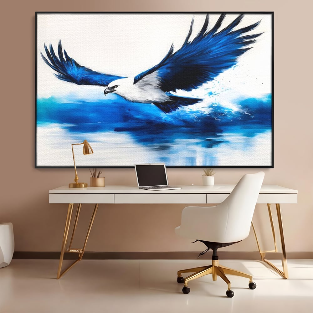 Tablou Canvas Premium, LuxCanva® M1096, Aripile Oceanului, Ocean, Apa, Vultur, Pasare, Zbor, Rece, Impact, Cobalt, Azur, Directie, Control, Pictura, Birou, Living, Camera Copil