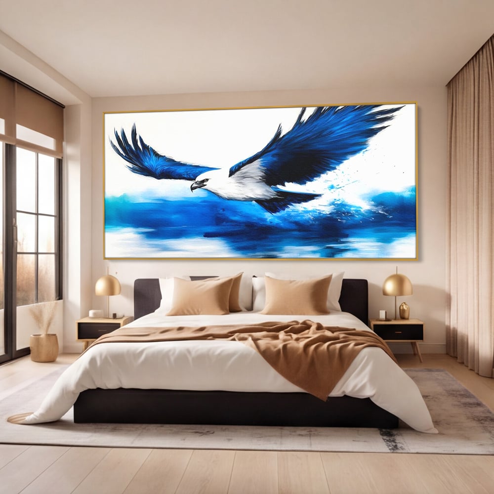 Tablou Canvas Premium, LuxCanva® M1096, Aripile Oceanului, Ocean, Apa, Vultur, Pasare, Zbor, Rece, Impact, Cobalt, Azur, Directie, Control, Pictura, Birou, Living, Camera Copil