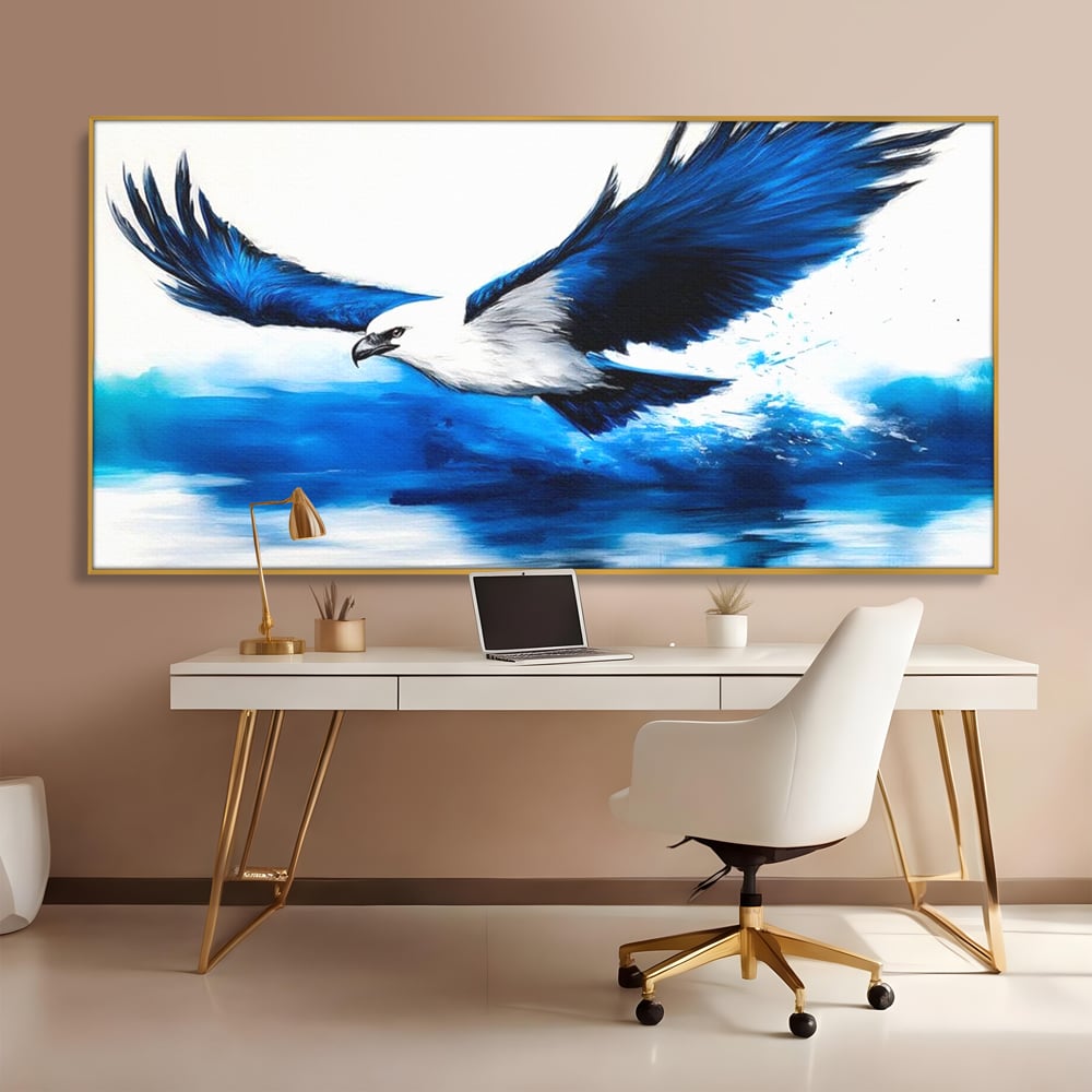 Tablou Canvas Premium, LuxCanva® M1096, Aripile Oceanului, Ocean, Apa, Vultur, Pasare, Zbor, Rece, Impact, Cobalt, Azur, Directie, Control, Pictura, Birou, Living, Camera Copil
