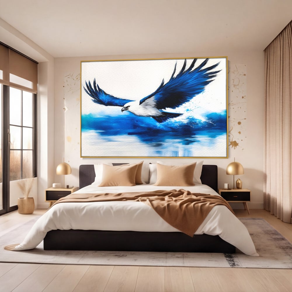Tablou Canvas Premium, LuxCanva® M1096, Aripile Oceanului, Ocean, Apa, Vultur, Pasare, Zbor, Rece, Impact, Cobalt, Azur, Directie, Control, Pictura, Birou, Living, Camera Copil