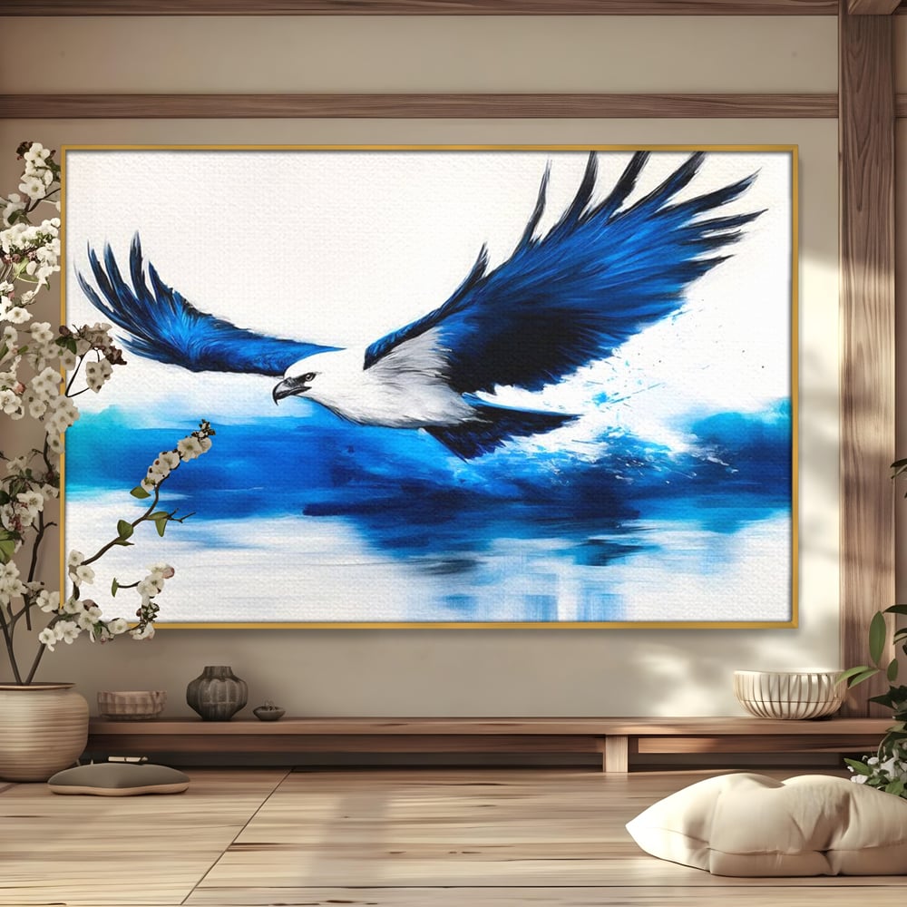 Tablou Canvas Premium, LuxCanva® M1096, Aripile Oceanului, Ocean, Apa, Vultur, Pasare, Zbor, Rece, Impact, Cobalt, Azur, Directie, Control, Pictura, Birou, Living, Camera Copil
