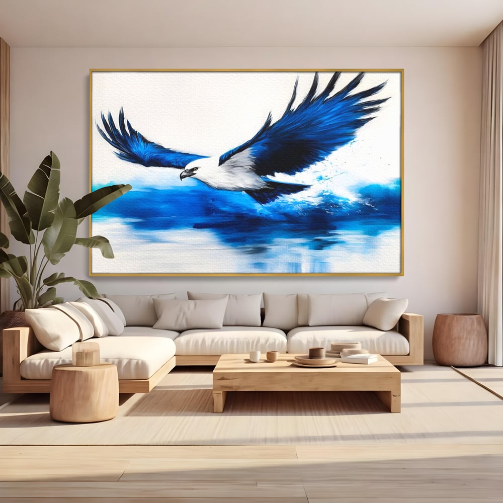 Tablou Canvas Premium, LuxCanva® M1096, Aripile Oceanului, Ocean, Apa, Vultur, Pasare, Zbor, Rece, Impact, Cobalt, Azur, Directie, Control, Pictura, Birou, Living, Camera Copil