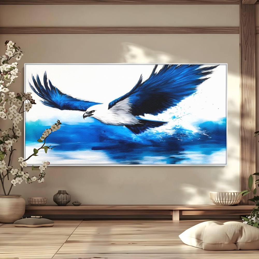 Tablou Canvas Premium, LuxCanva® M1096, Aripile Oceanului, Ocean, Apa, Vultur, Pasare, Zbor, Rece, Impact, Cobalt, Azur, Directie, Control, Pictura, Birou, Living, Camera Copil