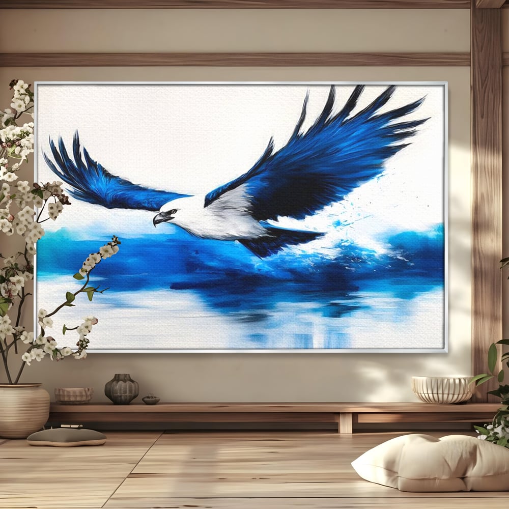 Tablou Canvas Premium, LuxCanva® M1096, Aripile Oceanului, Ocean, Apa, Vultur, Pasare, Zbor, Rece, Impact, Cobalt, Azur, Directie, Control, Pictura, Birou, Living, Camera Copil