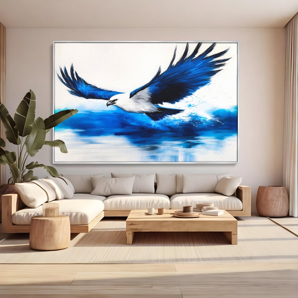 Tablou Canvas Premium, LuxCanva® M1096, Aripile Oceanului, Ocean, Apa, Vultur, Pasare, Zbor, Rece, Impact, Cobalt, Azur, Directie, Control, Pictura, Birou, Living, Camera Copil