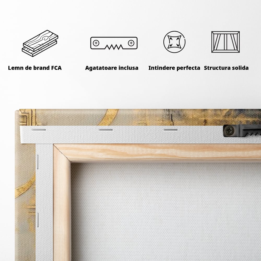 Leinwand Wandkunst Canvas Wall Art Premium, LuxCanva® M1097, Schatten des Halbmondes, Olive, Halbmond, Golden, Antike, Symbole, Nebel, Nebel, Rauch, Geheimnis, Mysterium, Penumbra, Ritual, Hieratisch, Büro, Wohnen, Kinderzimmer