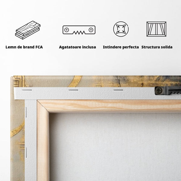 Leinwand Wandkunst Canvas Wall Art Premium, LuxCanva® M1097, Schatten des Halbmondes, Olive, Halbmond, Golden, Antike, Symbole, Nebel, Nebel, Rauch, Geheimnis, Mysterium, Penumbra, Ritual, Hieratisch, Büro, Wohnen, Kinderzimmer