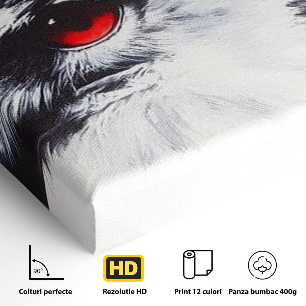 Tablou Canvas Premium, LuxCanva® M1098, Instinct Rosu, Vultur, Zbor, Ochi, Grafic, Modern, Privire, Linie, Design, Curaj, Intens, Contrast, Pasare, Birou, Living, Camera Copil