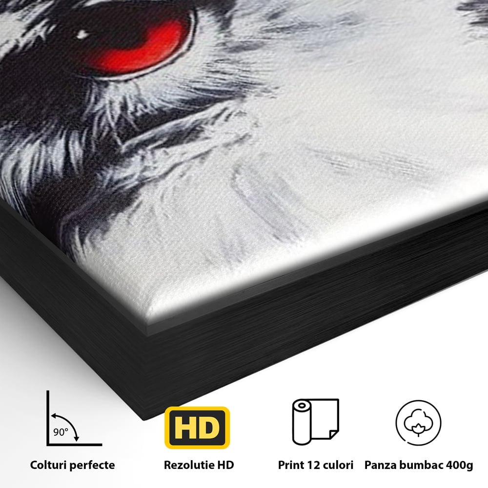 Tablou Canvas Premium, LuxCanva® M1098, Instinct Rosu, Vultur, Zbor, Ochi, Grafic, Modern, Privire, Linie, Design, Curaj, Intens, Contrast, Pasare, Birou, Living, Camera Copil