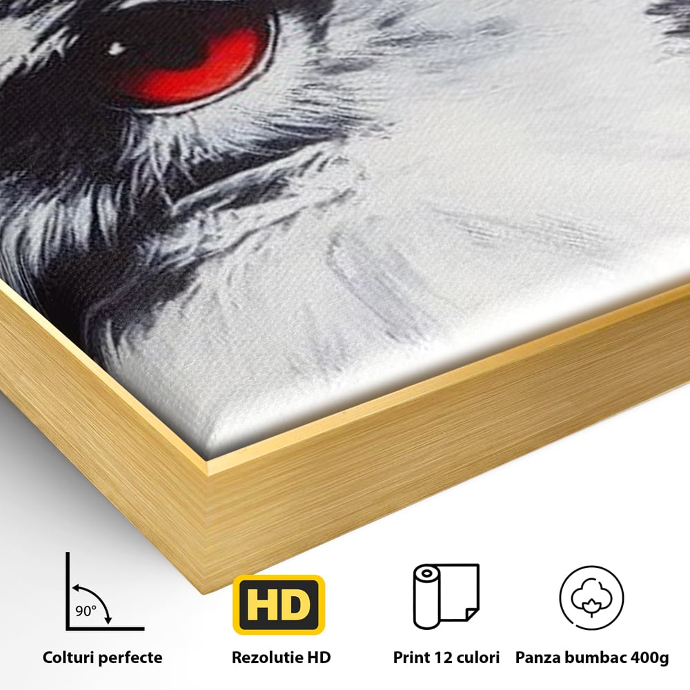 Tablou Canvas Premium, LuxCanva® M1098, Instinct Rosu, Vultur, Zbor, Ochi, Grafic, Modern, Privire, Linie, Design, Curaj, Intens, Contrast, Pasare, Birou, Living, Camera Copil