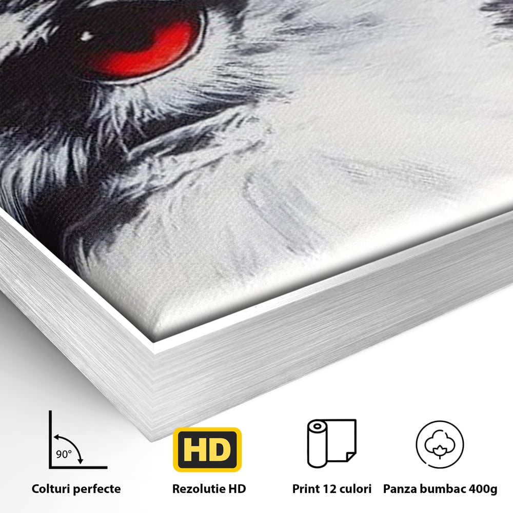 Tablou Canvas Premium, LuxCanva® M1098, Instinct Rosu, Vultur, Zbor, Ochi, Grafic, Modern, Privire, Linie, Design, Curaj, Intens, Contrast, Pasare, Birou, Living, Camera Copil