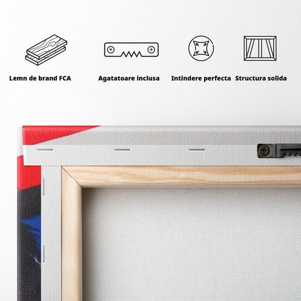 Tablou Canvas Premium, LuxCanva® M1098, Instinct Rosu, Vultur, Zbor, Ochi, Grafic, Modern, Privire, Linie, Design, Curaj, Intens, Contrast, Pasare, Birou, Living, Camera Copil