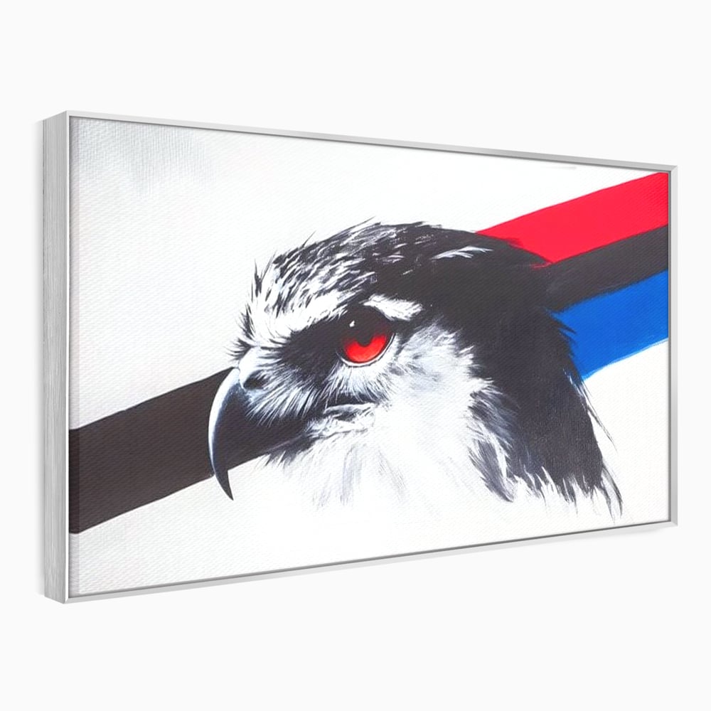 Tablou Canvas Premium, LuxCanva® M1098, Instinct Rosu, Vultur, Zbor, Ochi, Grafic, Modern, Privire, Linie, Design, Curaj, Intens, Contrast, Pasare, Birou, Living, Camera Copil