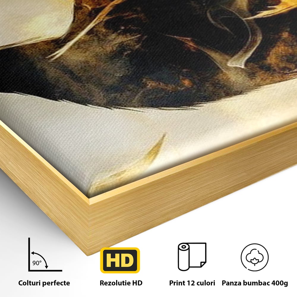 Tablou Canvas Premium, LuxCanva® M1099, Zbor printre Flacari, Semiluna, Corb, Zbor, Flacara, Foc, Cenusa, Magie, Silueta, Simbol, Spirit, Birou, Living, Camera Copil