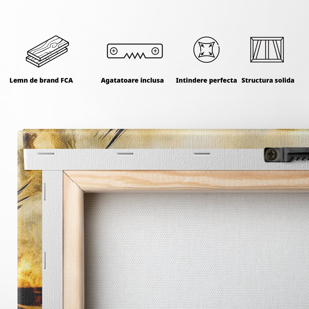 Tablou Canvas Premium, LuxCanva® M1099, Zbor printre Flacari, Semiluna, Corb, Zbor, Flacara, Foc, Cenusa, Magie, Silueta, Simbol, Spirit, Birou, Living, Camera Copil