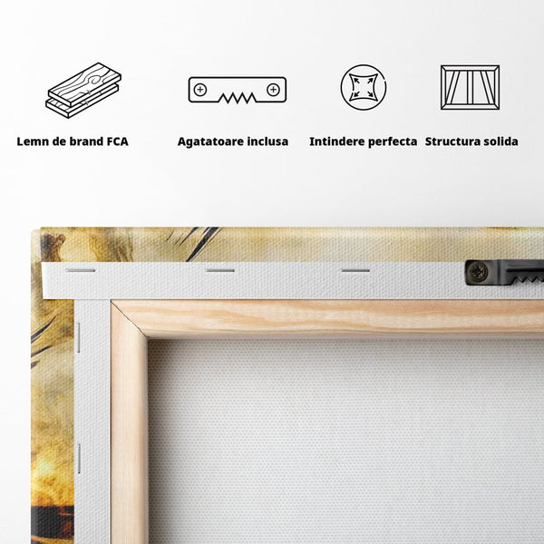 Tablou Canvas Premium, LuxCanva® M1099, Zbor printre Flacari, Semiluna, Corb, Zbor, Flacara, Foc, Cenusa, Magie, Silueta, Simbol, Spirit, Birou, Living, Camera Copil