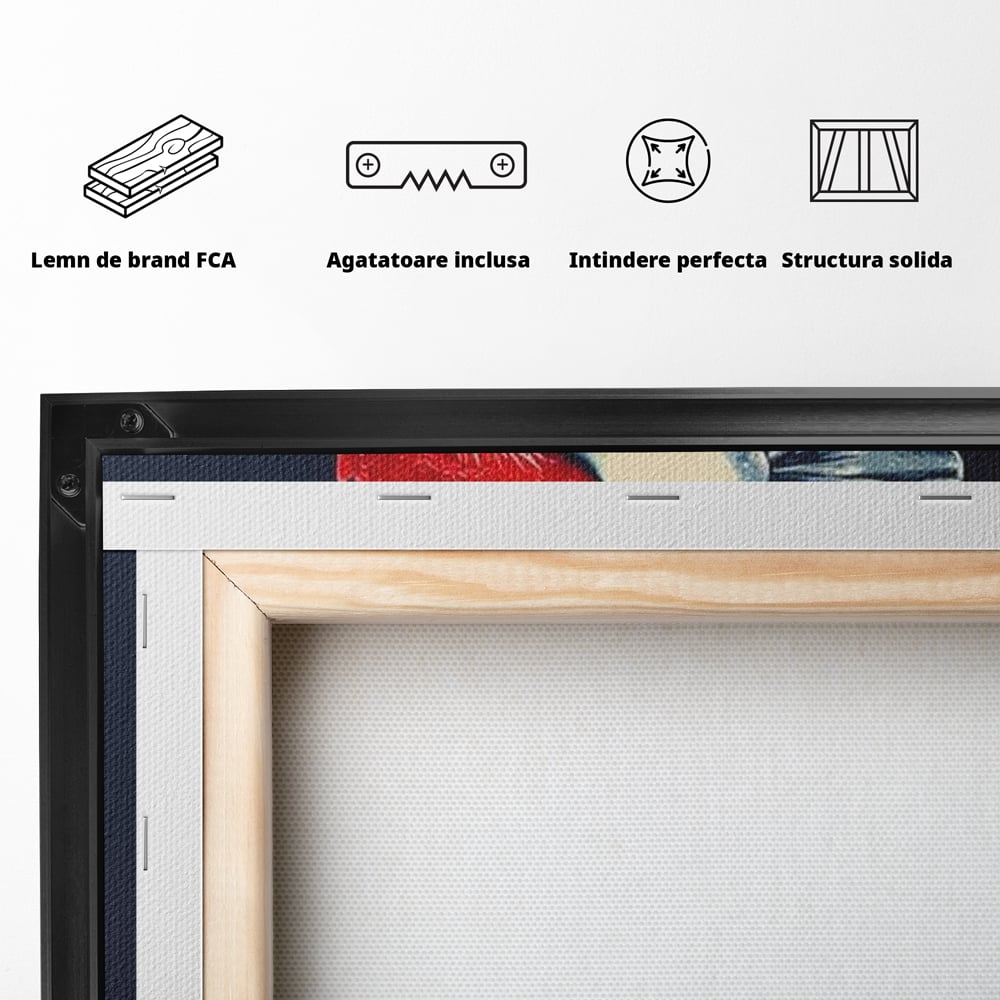 Leinwand Premium Canvas Wandkunst, LuxCanva® M1102, Schürze mit Federn, Küche, Restaurant, Gastronomie, Lustig, Witz, Henne, Karikatur, Poster, Portrait, Büro, Wohnen, Kinderzimmer