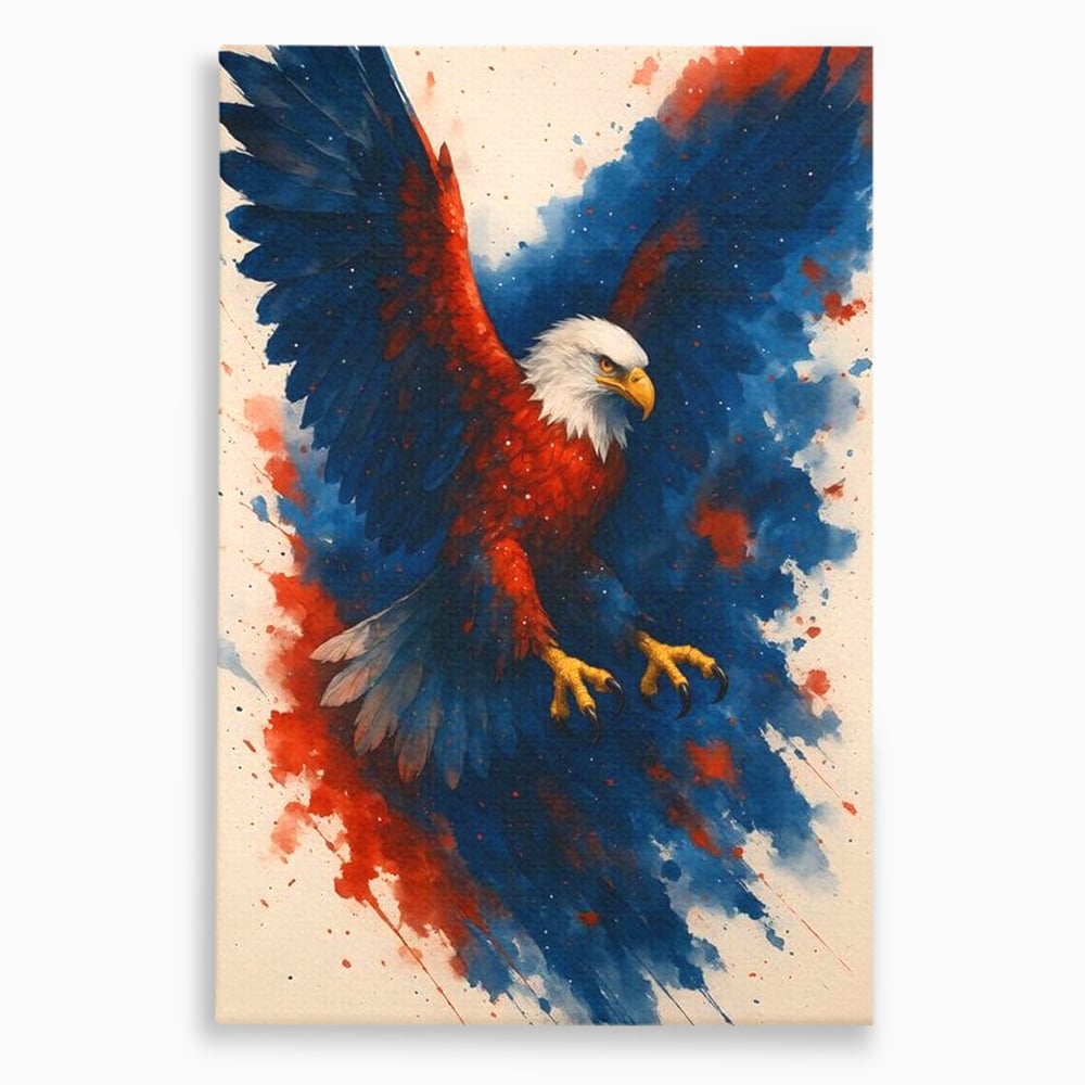 Leinwand Wandbilder Leinwand Premium, LuxCanva® M1103, Adler der Nation, Adler, Flug, Dynamik, Explosion, Aquarell, Freiheit, Symbol, Angriff, Flügel, Vogel, Mut, Büro, Wohnen, Kinderzimmer