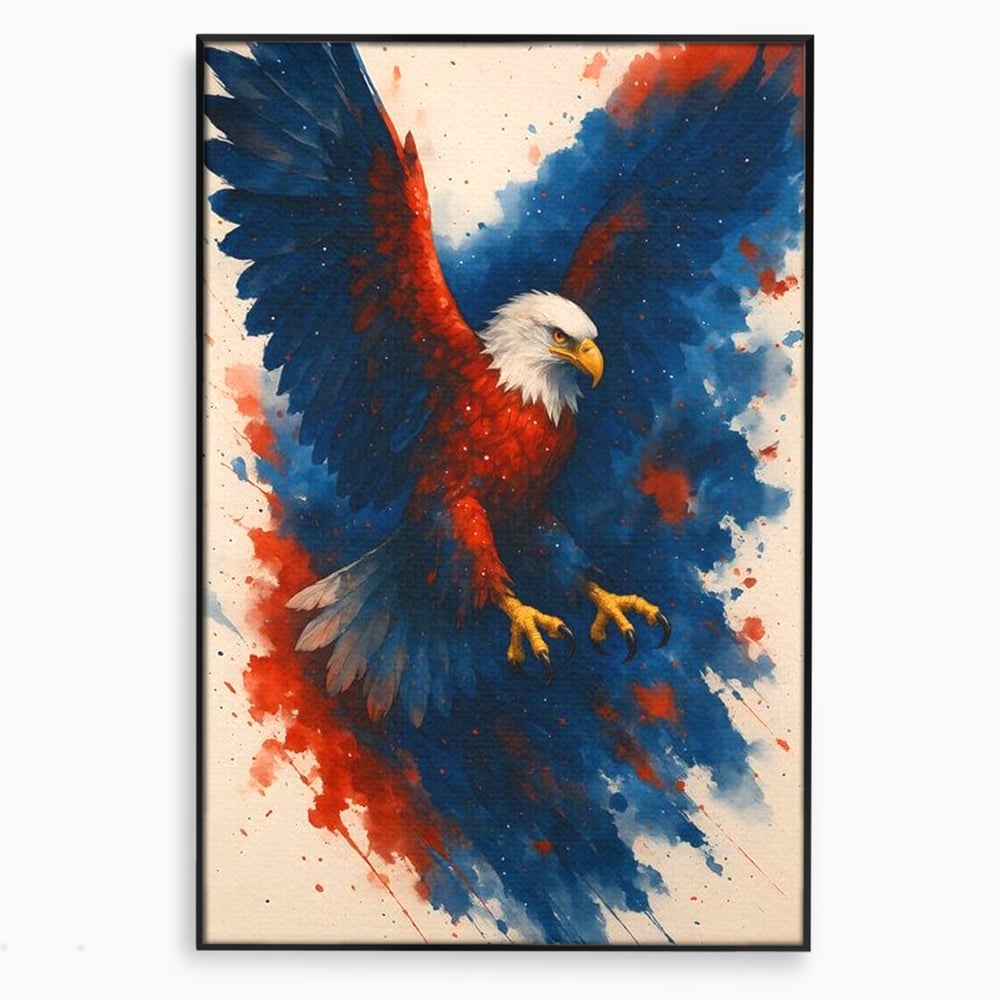 Leinwand Wandbilder Leinwand Premium, LuxCanva® M1103, Adler der Nation, Adler, Flug, Dynamik, Explosion, Aquarell, Freiheit, Symbol, Angriff, Flügel, Vogel, Mut, Büro, Wohnen, Kinderzimmer