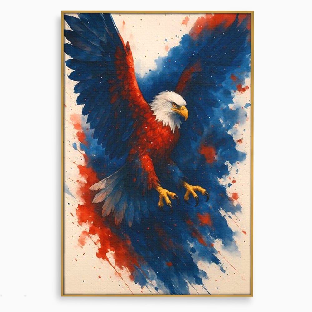 Leinwand Wandbilder Leinwand Premium, LuxCanva® M1103, Adler der Nation, Adler, Flug, Dynamik, Explosion, Aquarell, Freiheit, Symbol, Angriff, Flügel, Vogel, Mut, Büro, Wohnen, Kinderzimmer